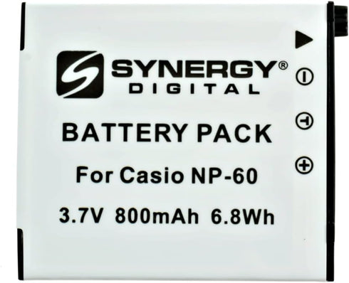 SDNP60 Lithium-Ion Rechargeable Battery - Ultra High Capacity (3.7V 800 mAh) - Replacement for Casio NP-60 Battery For Casio Exilim EX-FS10, EX-S1...