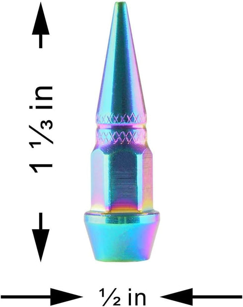 TVC20 Blue 4pcs Long Spike Spiked Tire Valve Stem Caps Metal Thread Wheel Tires...