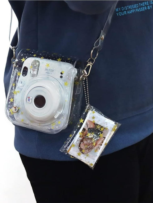 CAIYOULE Mini Photo Case Pouch for Fujifilm Instax Mini 99/12/11/9/8/7/7+/EVO/SQ Instant Camera Films Vogue Clear Picture Holder Bag (Star & Daisy...