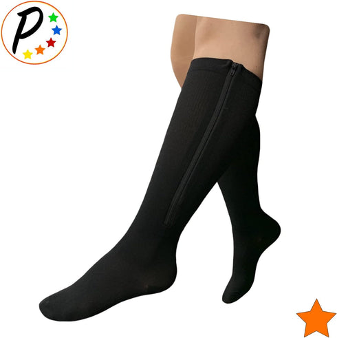 Closed Toe 15-20 mmHg Zipper Moderate Compression Leg Circulation Socks (Black, S/M)...