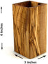 Tramanto Olive Wood Utensil Holder - Compact 3 x 3 Inch Square Wooden Crock for Kitchen Tools and Cooking (6 Inch Tall)...