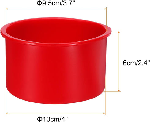 6 Pcs Round Cake Pans 4" Nonstick Quick Release Silicone Cake Mould Bakeware Tools for Baking Cupcakes Bread Pizza, Red...