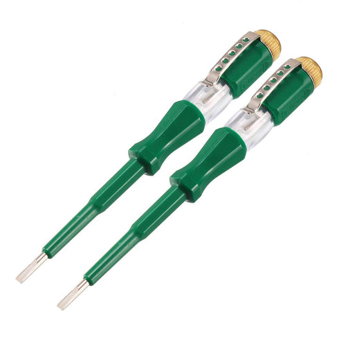 uxcell Voltage Tester AC 100-500V with 3mm Slotted Screwdriver with Clip for Circuit Test, Green, Pack of 2...