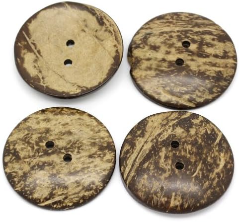 PEPPERLONELY Brand 10PC Brown Coconut Shell Buttons 2 Hole Scrapbooking Sewing Buttons 5cm (2 Inch)...