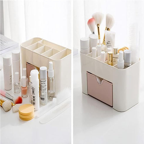 Plastic Cosmetic Display Organizer Makeup Storage Drawers Beauty Organizer Stand Skincare Storage Case Small Cosmetic Shelf for Vanity Dresser Lig...