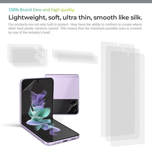 (3Sets Galaxy Z Flip 3 5G Matte Anti Glare Screen Protector Film, 3pcs Inner +3pcs Outer + 3pcs Hinge, Perfect Touch, BubbleFree, Easy Installatio...