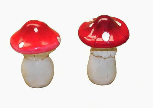 G & F 10043 MiniGardenn Fairy Garden Miniature Premium Collection Life Size Mushroom Statue (Set of 2), Red...
