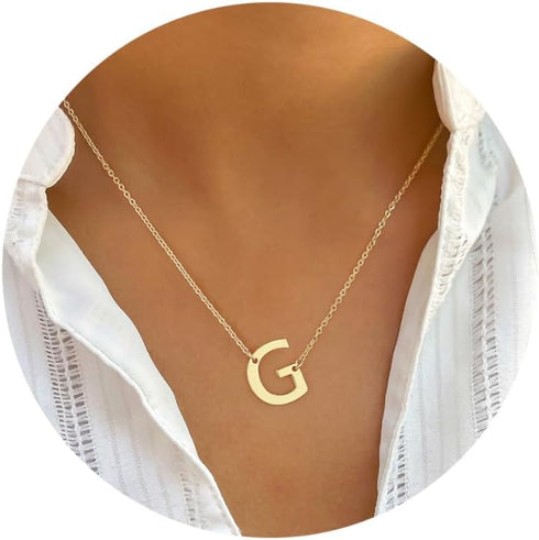 Ursteel Initial Necklaces for Women - Dainty 14K Gold Plated Letter Necklaces for Women Trendy, Simple Cute Initial Personalized Monogram Pendant ...