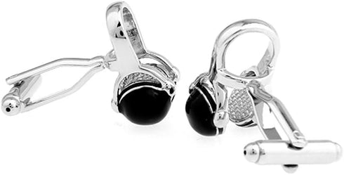 Men's Black And Silver Music Listening DJ Headphone Rock Headset Cufflinks...