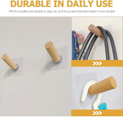 1Pc Light Yellow Hat Hooks for Wall Hat Hanger Adhesive Wood Hooks Self Adhesive Hooks Wooden Hat Rack Coat Hooks Wall Mounted Hook Coat Hooks Hom...