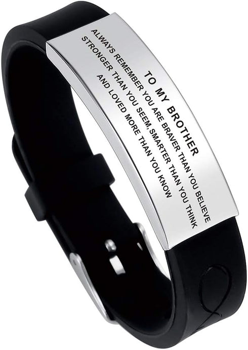 FALOGIJE Brother Gifts Inspirational Wristband Bracelet from Sister, Brother Birthday Graduation Gifts, Fathers Day, Christmas...