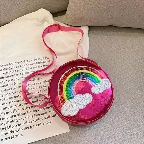 Rainbow Purse for Little Girls - Cute Rainbow Purse Toddler, Princess Crossbody Bag with Rainbow Keychain for Kid Girls...