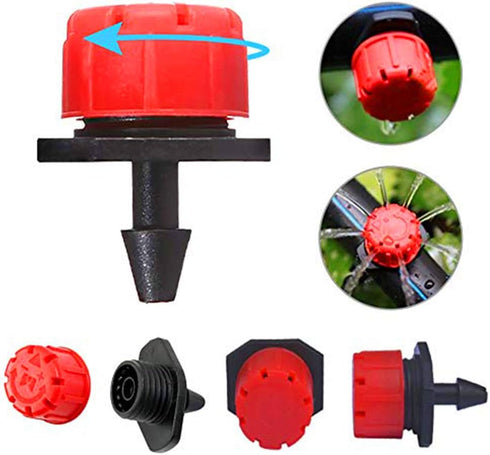 MSDADA 110 Pcs Adjustable Irrigation Drippers Sprinklers Emitter Drip Anti-Clogging Watering System for Flower beds,Gardens, Lawn on 1/4'' Barb...