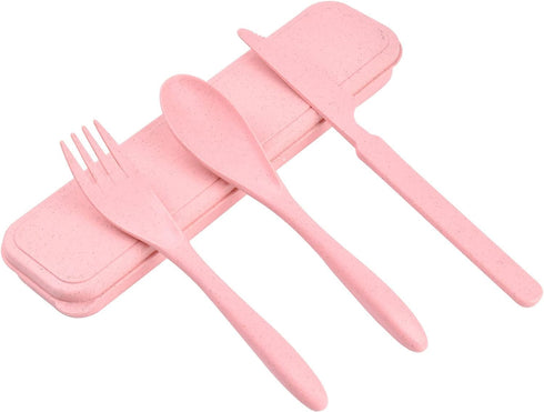 1 PCS Reusable Utensils Set with Case, Camping Utensils Plastic Spoons and Forks Sets for Lunch Box Accessories, Portable Cutlery Set for Kids Adu...