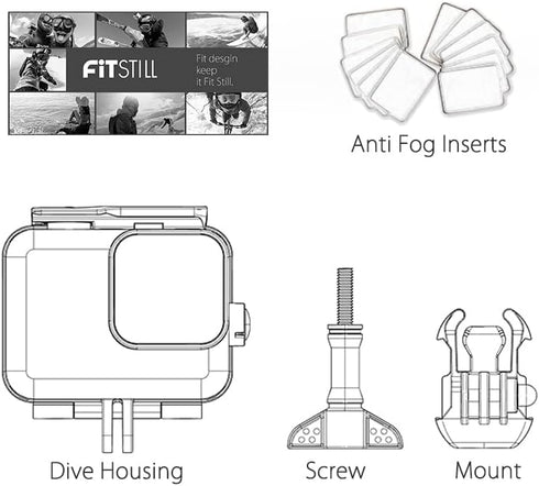 FitStill 60M Waterproof Case for Go Pro Hero 8 Black, Protective Underwater Dive Housing Shell with Bracket Accessories for Go Pro Hero8 Action Ca...