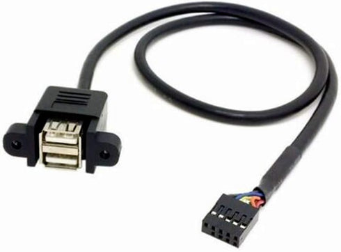 ANRANK 50cm Dual USB 2.0 Type A Female to Motherboard 9Pin Header Cable Adapter with Screw Panel for Computer, Tablet, Printer, Barcode Scanner, C...