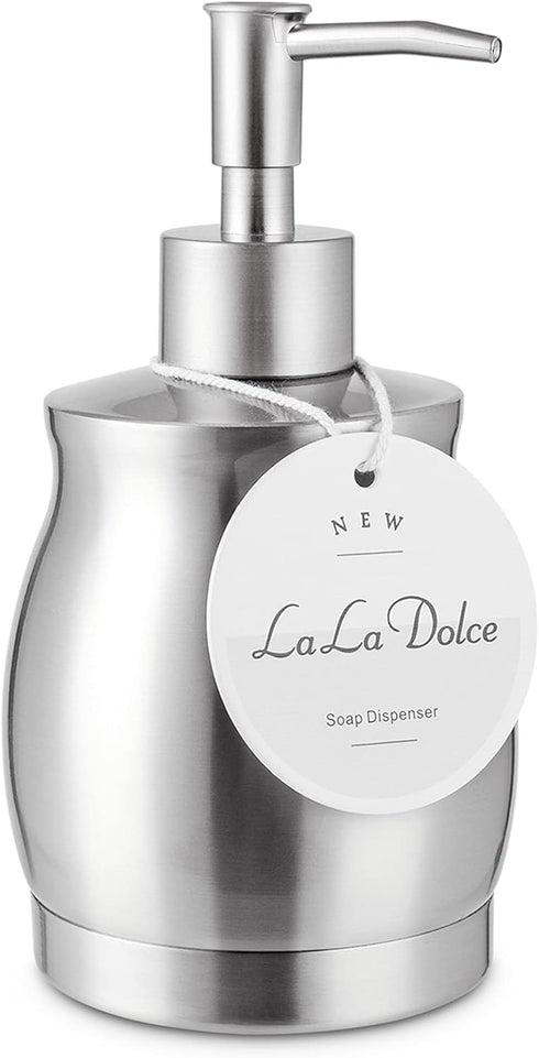 Stainless Steel Countertop Soap Dispenser Liquid Bottle and Pump, Suitable for Various Places Such as Kitchen and Bathroom (Brushed Nickel, 390 ml...