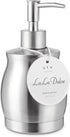 Stainless Steel Countertop Soap Dispenser Liquid Bottle and Pump, Suitable for Various Places Such as Kitchen and Bathroom (Brushed Nickel, 390 ml...