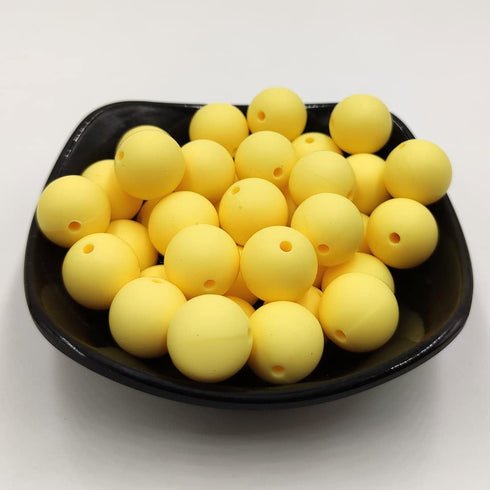 101pcs 15mm Silicone Round Beads for Keychain Making Custard Yellow Color Silicone Pearl Rubber Spacer Beads Accessory Kit for DIY Pens Handmade M...