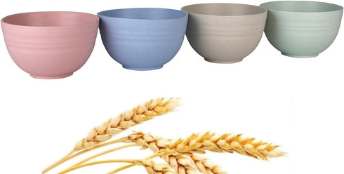 WANBY Lightweight Wheat Straw Cereal Bowls Unbreakable Dinner Dishes Bowl Set Dishwasher & Microwave Safe (Small 4 Pack 4.5')...