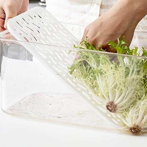 SANNO Vegetable Fruit Containers Fridge Containers,Freezer Produce Saver Refrigerator Organizer Bins with Vented Lids And Drain Tray For Pantry Fr...