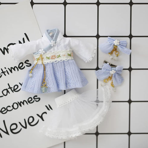 niannyyhouse Ancient Style Hanfu Doll Dress up Chest-Length Skirt 1/12 BJD OB11 4.3 inches (11 cm) Doll Action Figures Clothing Accessories (Blue)...