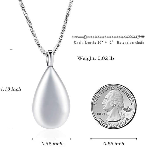 Yinplsmemory Carved Teardrop Keepsake Ashes Necklace Urn Pendant Cremation Memorial Jewelry-Always in my heart...