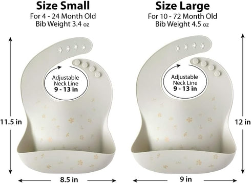 Waterproof Silicone Baby Bib Light Weight Comfortable Easy Wipe Clean (Cherry Blossom, Large)...