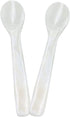 2 Pack 4.73inch Caviar Spoons Handcraft Mother of Pearl MOP Caviar Spoon W Round Handle with One Plastic Storage Box - White, Style D...