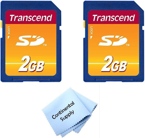 2 Pack Transcend 2GB SD Flash Memory Card TS2GS with Continental Cloth...