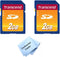 2 Pack Transcend 2GB SD Flash Memory Card TS2GS with Continental Cloth...