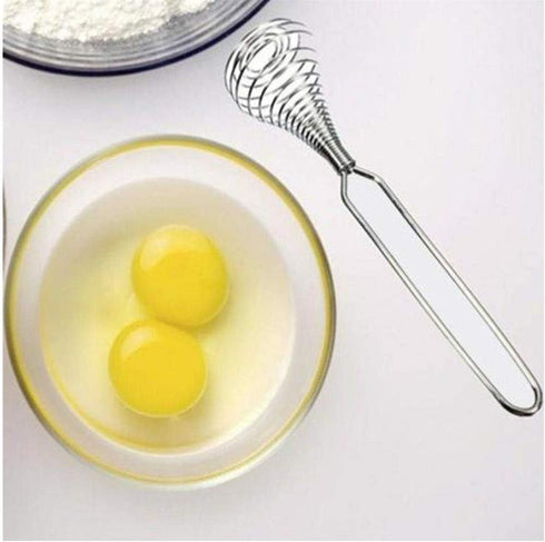 Mini French Spring Whisk, 8.67 Inch Silver Stainless Steel Spring Coil Whisk, Hand Eggbeater Egg Mixer Whisk Blender Stirring Beater...