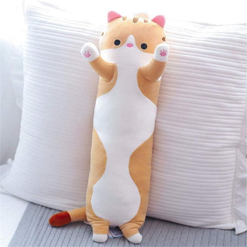 shangman Lovely Plush Cat Doll Cute Cartoon Soft Stuffed Kitten Long Throw Sleeping Pillow Toy Gift for Kids Girlfriend Multiple Size (Brown,50cm/...