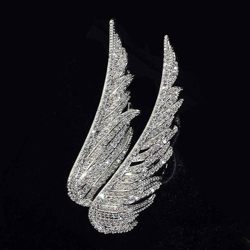 Crystal Angel Wings Brooch Pins,Elegant Rhinestone Feather Wings Lapel Pin Suit Coat Breastpin for Women Men Wedding Party Jewelry Gitfs...
