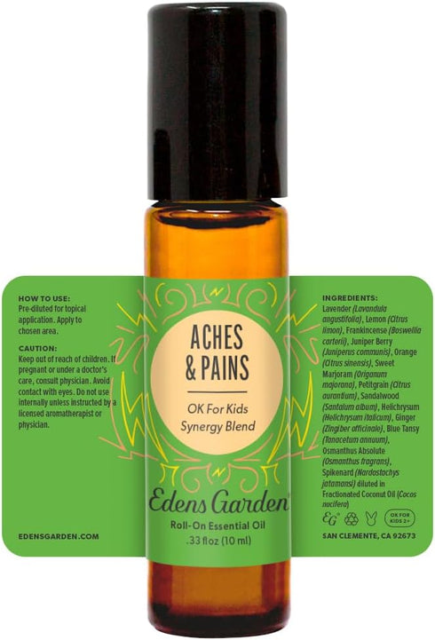 Edens Garden Aches & Pains "OK for Kids" Essential Oil Blend, 100% Pure & Natural Premium Best Recipe Therapeutic Aromatherapy Essential Oil Blend...