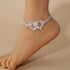 Sparkling Heart Rhinestone Foot Jewelry for Women - Adjustable Summer Beach Anklet Chains, Crystal Double Heart Anklets - Full Rhinestone Anklets ...
