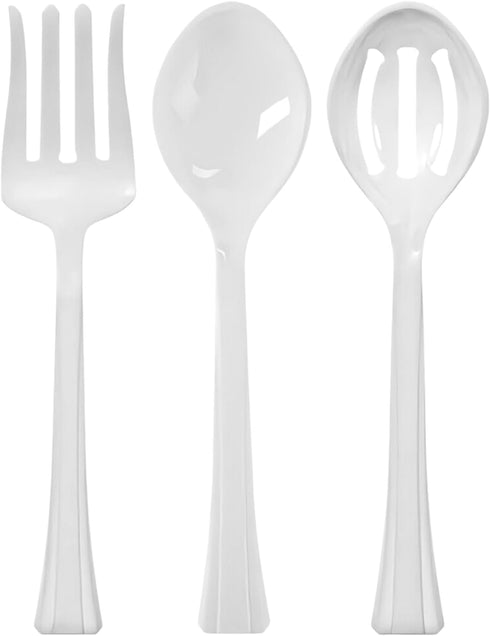 Lillian Tablesettings 3 in 1 Pack of 3 Plastic Serving Utensils, 2.5 x 2.5 x 11.5 inches, Pearl White (65909)...