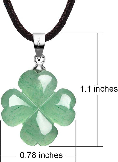 Four Leaf Clover Necklace,Made with Green Aventurine for Faith Hope Love and Luck 18 Inch Rope Chain St. Patrick's Day...