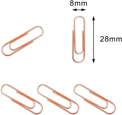 200 Pcs Rose Gold Paper Clips, 1.1" (28mm) Smooth Finish Steel Wire Paperclips Medium Size Paper Clips for Organizing School Home Office Supplies...