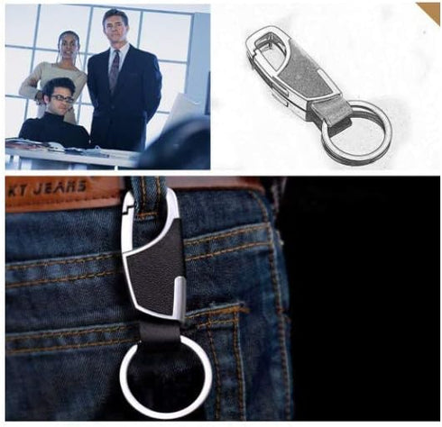 2PCS Stainless Steel Key Chain with Leather Heavy Duty Home Office Car Keychain with Key Ring Key Holder for Men and Women-Brown & Black...