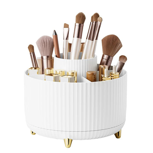 Makeup Brush Holder Organizer,360° Rotating Makeup Brush Organizer,5 Slot Make up Brushes Cup for Cosmetics, Nail Polish, Art Supply, Bathroom Van...