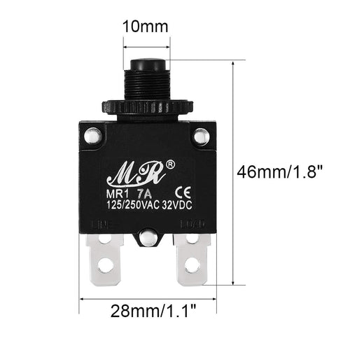 uxcell 2Pcs Thermal Overload Protector AC 125/250V 7A Push Button Reset Circuit Breaker...