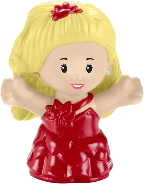 Mattel Replacement Part for Fisher-Price Little People Playset - HMK85 ~ Blonde Girl Wearing Red Christmas Party Dress Figure ~ Inspired by Barbie...