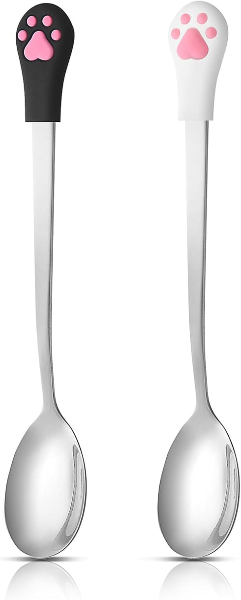 Sibba Dog Cat Spoon 2 Pcs Food Can Spoon Cute Claw Scoop Stainless Steel Spoon Portable Scoop Silver Espresso Little Scoop Fit Feed Canned, Mug, S...