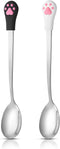 Sibba Dog Cat Spoon 2 Pcs Food Can Spoon Cute Claw Scoop Stainless Steel Spoon Portable Scoop Silver Espresso Little Scoop Fit Feed Canned, Mug, S...