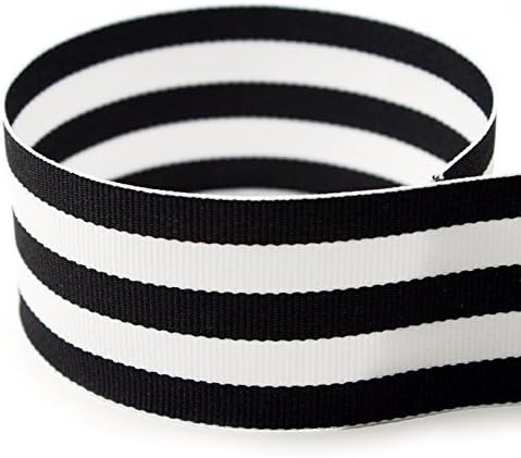USA | American Made 1-1/2" Black & White Taffy Striped Grosgrain Ribbon - 20 Yards...