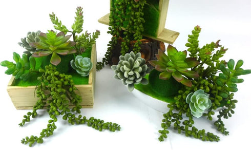 FLIPPED 3 Pack Artificial Plant Succulent Plants Hanging String Pearls Plant Fake Lover Tears Plants ((Green&13.7 in)...