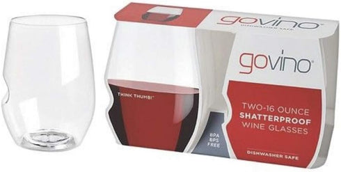 govino The Original Shatterproof Wine Glass – Set of 2, 16 oz, Made in USA, Reusable, Dishwasher Safe, BPA-free, Clear Stemless Red Wine Glasses f...