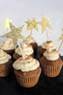WARMBUY Gold Glitter Cupcake Cake Toppers, Double Sided Stars, 50 Pack...