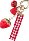 Keychain Strawberry and Bell Pendant Keyring Key Holder Men Women Key Chain Wallet Bag Pendant Charms Gift for Birthday Christmas Festival...